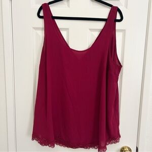 Torrid Deep Red Lace Hem Tank Top
